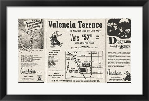 Framed Art 1950 Andy Anaheim Newspaper Ads Wall Decor 18x24 Artwork