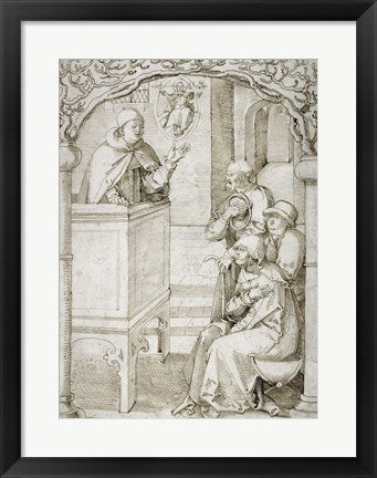 Framed Art A Monk Preaching by Hans Baldung Grien Wall Decor 18x24 Artwork