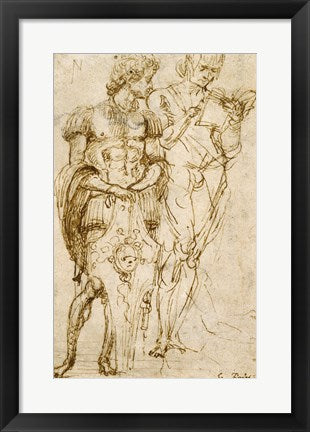 Framed Art Two Standing Male Figures by Andrea Mantegna Wall Decor 18x24 Artwork