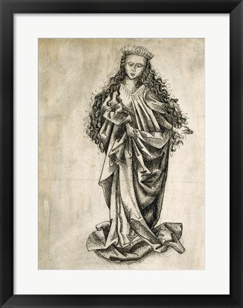 Framed Art Standing Female Saint by Martin Schongauer Wall Decor 18x24 Artwork