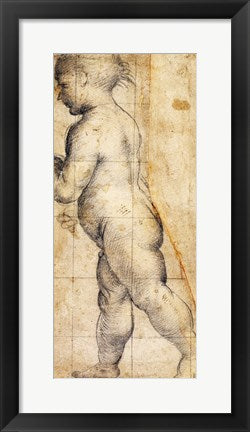 Framed Art Study for the Figure of the Infant Saint John the Baptist by Fra Bartolommeo Wall Decor 18x24 Artwork