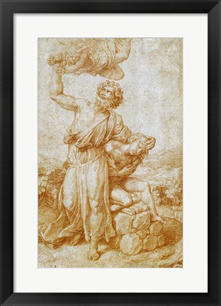 Framed Art The Sacrifice of Isaac by Giulio Romano Wall Decor 18x24 Artwork