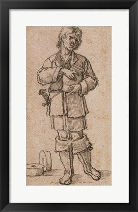 Framed Art Frame Art A Young Peasant Holding a Jar by Hans sebald Beham Wall Decor 18x24 Artwork