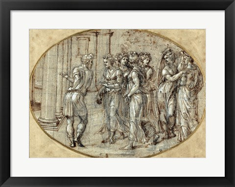 Framed Art Odysseus and the Daughters of Lycomedes by Baldassare Peruzzi Wall Decor 18x24 Artwork