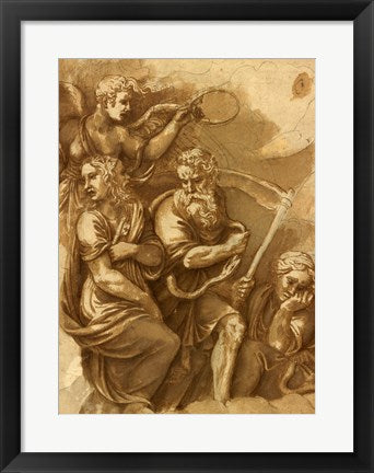Framed Art Victory, Janus, Chronos & Gaea by Giulio Romano Wall Decor 18x24 Artwork