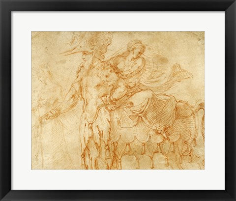 Framed Art Frame Art Centaur and Lapith by Francesco Primaticcio Wall Decor 18x24 Artwork