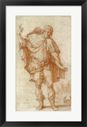 Framed Art Study of a Male Figure by Rosso Fiorentino Wall Decor 18x24 Artwork