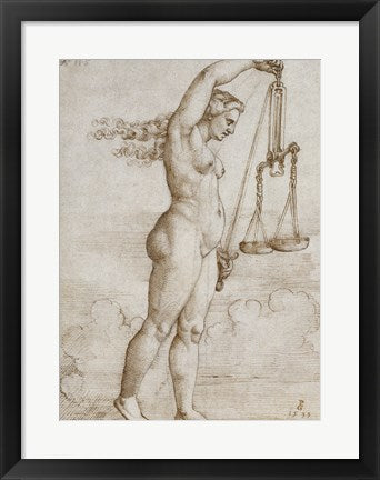 Framed Art Allegory of Justice by Georg Pencz Wall Decor 18x24 Artwork