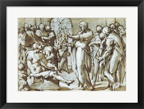 Framed Art Raising of the Son of the Widow of Naim by Giovanni Battista Naldini Wall Decor 18x24 Artwork