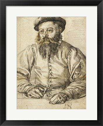 Framed Art Portrait of a Bearded Man by Tobias Stimmer Wall Decor 18x24 Artwork
