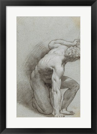 Framed Art Kneeling Figure by Agostino Carracci Wall Decor 18x24 Artwork