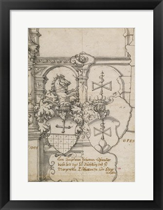 Framed Art Stained-Glass Design with Two Coats of Arms by Hans Jacob Plepp Wall Decor 18x24 Artwork