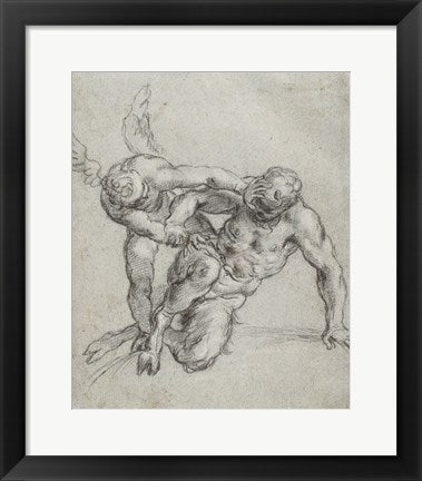 Framed Art Frame Art Cupid Overpowering Pan by Agostino Carracci Wall Decor 18x24 Artwork
