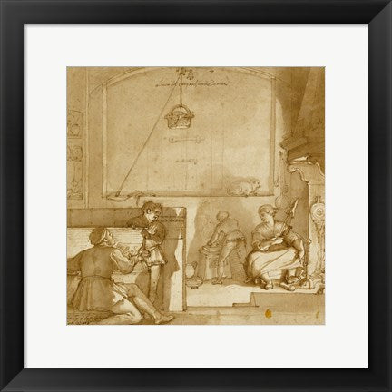Framed Art Taddeo in the House of Giovanni Piero Calabrese by Federico Zuccaro Wall Decor 18x24 Artwork