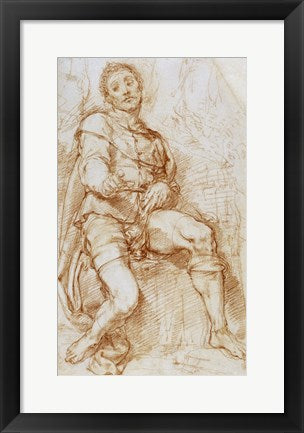 Framed Art A Seated Man by Bernardino Poccetti Wall Decor 18x24 Artwork