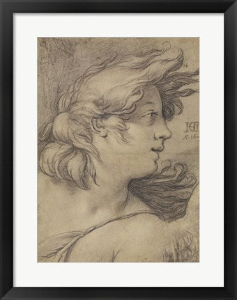Framed Art Bust of an Angel by Hendrick Goltzius Wall Decor 18x24 Artwork