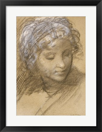 Framed Art Head of a Female Figure by Giulio Cesare Procaccini Wall Decor 18x24 Artwork