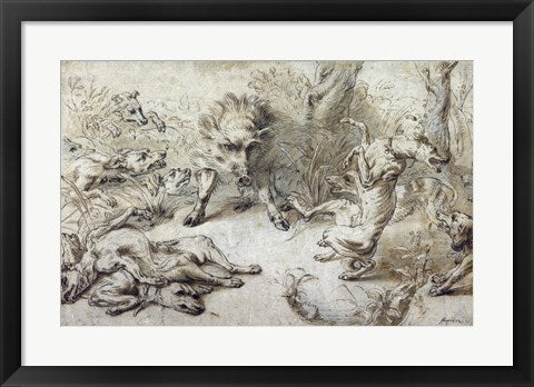 Framed Art A Wild Boar at Bay by Frans Snyders Wall Decor 18x24 Artwork