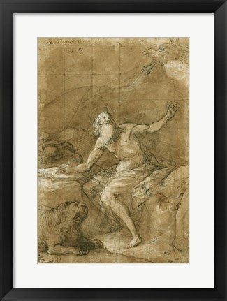 Framed Art Saint Jerome Hearing the Trumpet of the Last Judgement - posed by Vicente Carducho Wall Decor 18x24 Artwork