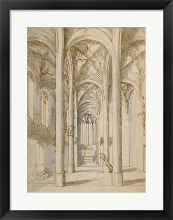 Framed Art Interior of a Gothic Church by Paul Juvenal the Elder Wall Decor 18x24 Artwork