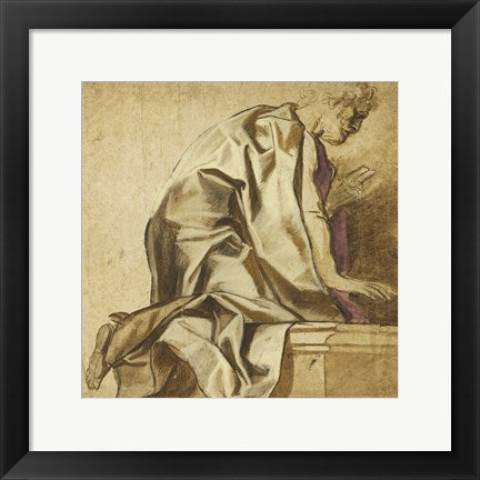Framed Art Man Kneeling by Jacob Jordaens Wall Decor 18x24 Artwork