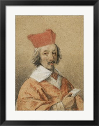 Framed Art Portrait of Armand-Jean du Plessis, Cardinal de Richelieu by Simon Vouet Wall Decor 18x24 Artwork