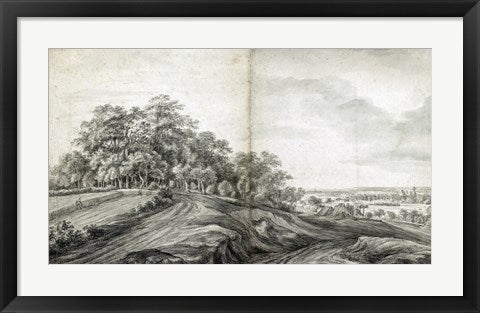 Framed Art Landscape with Haymakers by Simon de Vlieger Wall Decor 18x24 Artwork