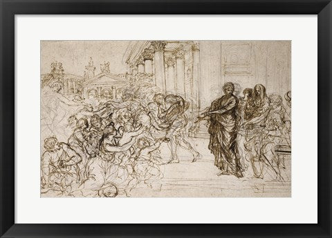 Framed Art Saint Cecilia Giving Alms to the Poor by Pietro da Cortona Wall Decor 18x24 Artwork