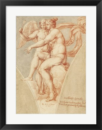 Framed Art Venus and Cupid after Raphael by Pieter van Lint Wall Decor 18x24 Artwork