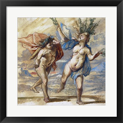 Framed Art Apollo and Daphne by Jan Boeckhorst Wall Decor 18x24 Artwork