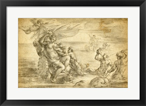 Framed Art Venus in Her Sea Chariot Suckling Cupid by Alessandro Algardi Wall Decor 18x24 Artwork