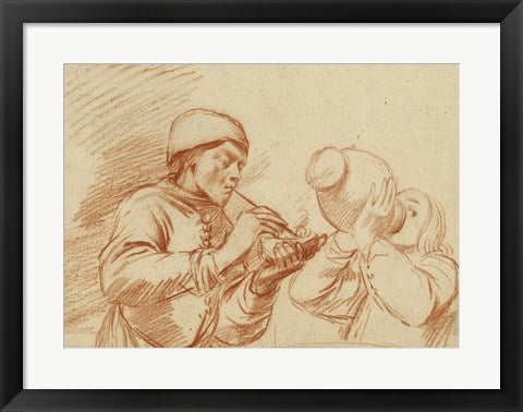Framed Art Studies of a Man Smoking and a Man Drinking by Dirk Helmbreker Wall Decor 18x24 Artwork