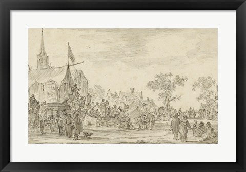 Framed Art Frame Art A Village Festival with Musicians Playing Outside a Tent by Jan Van Goyen Wall Decor 18x24 Artwork