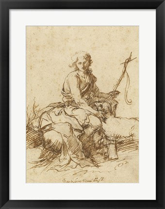 Framed Art Young John the Baptist History Scene by Bartolome Esteban Murillo Wall Decor 18x24 Artwork