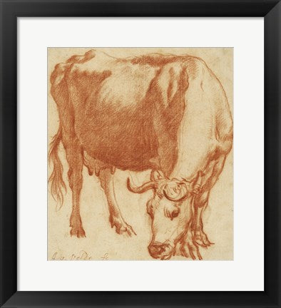 Framed Art A Cow Grazing by Adriaen van de Velde Wall Decor 18x24 Artwork