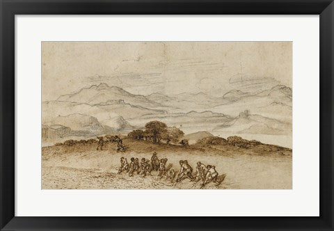 Framed Art Landscape in Latium with Farm Laborers by Claude Lorrain Wall Decor 18x24 Artwork