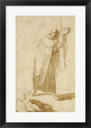 Framed Art Frame Art A Monk Carrying a Cross by Bartolome Esteban Murillo Wall Decor 18x24 Artwork