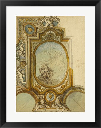 Framed Art Studies for a Ceiling Decoration by Charles de La fosse Wall Decor 18x24 Artwork