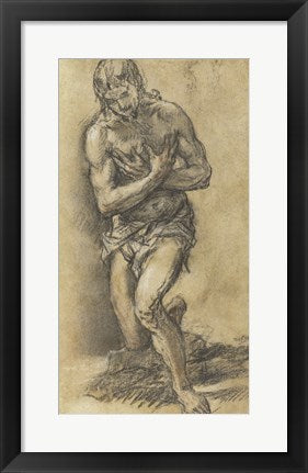 Framed Art Frame Art Christ Baptized by Juan Carreno de Miranda Wall Decor 18x24 Artwork