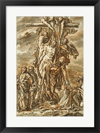 Framed Art Descent from the Cross by Phillip Roos Wall Decor 18x24 Artwork