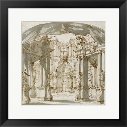Framed Art The Courtyard of a Palace: Project for a Stage by Filippo Juvarra Wall Decor 18x24 Artwork