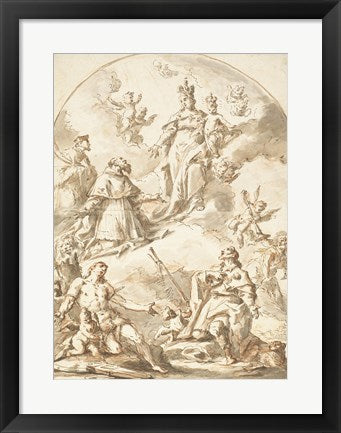 Framed Art The Crowned Madonna and Child in Glory by Gaspare Diziani Wall Decor 18x24 Artwork