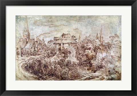 Framed Art Landscape with Figures by Francois Boucher Wall Decor 18x24 Artwork