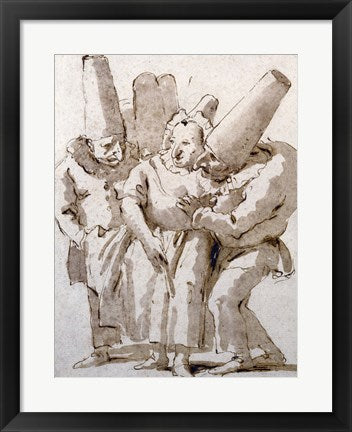Framed Art Punchinellos Approaching a Woman by Giovanni battista Tiepolo Wall Decor 18x24 Artwork
