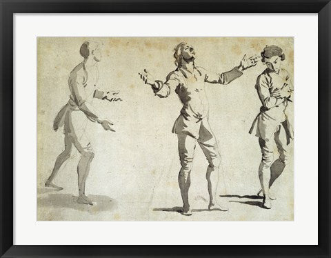 Framed Art Three Figure Studies by Giovanni paolo Pannini Wall Decor 18x24 Artwork