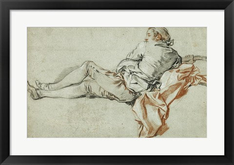 Framed Art Reclining Male Figure by Francois Boucher Wall Decor 18x24 Artwork