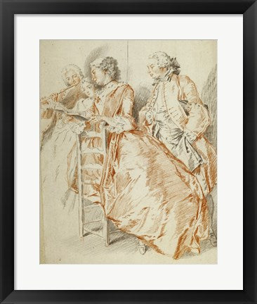 Framed Art Framed A Music Party by Jacques-Andre Portaili Wall Decor18x24 Artwork