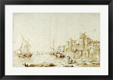 Framed Art Frame Art An Imaginary View of a Venetian Lagoon by Francesco Guardi Wall Decor 18x24 Artwork
