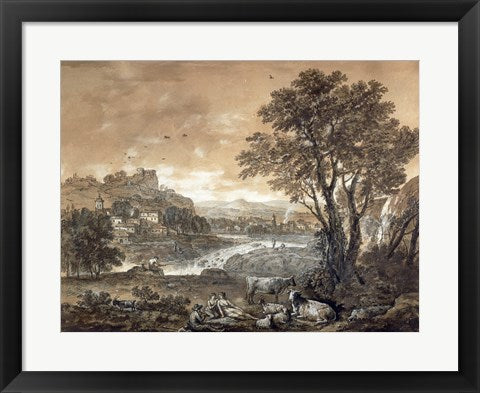 Framed Art Frame Art A Landscape with Shepherds Resting Under a Tree by a Cascade by Francesco Zuccarelli Wall Decor 18x24 Artwork