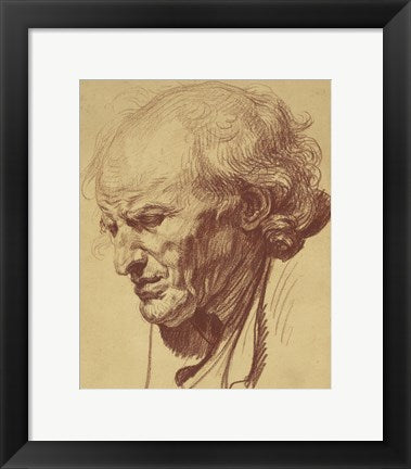 Framed Art Study of the Head of an Old Man by Jean-Baptiste Greuze Wall Decor 18x24 Artwork